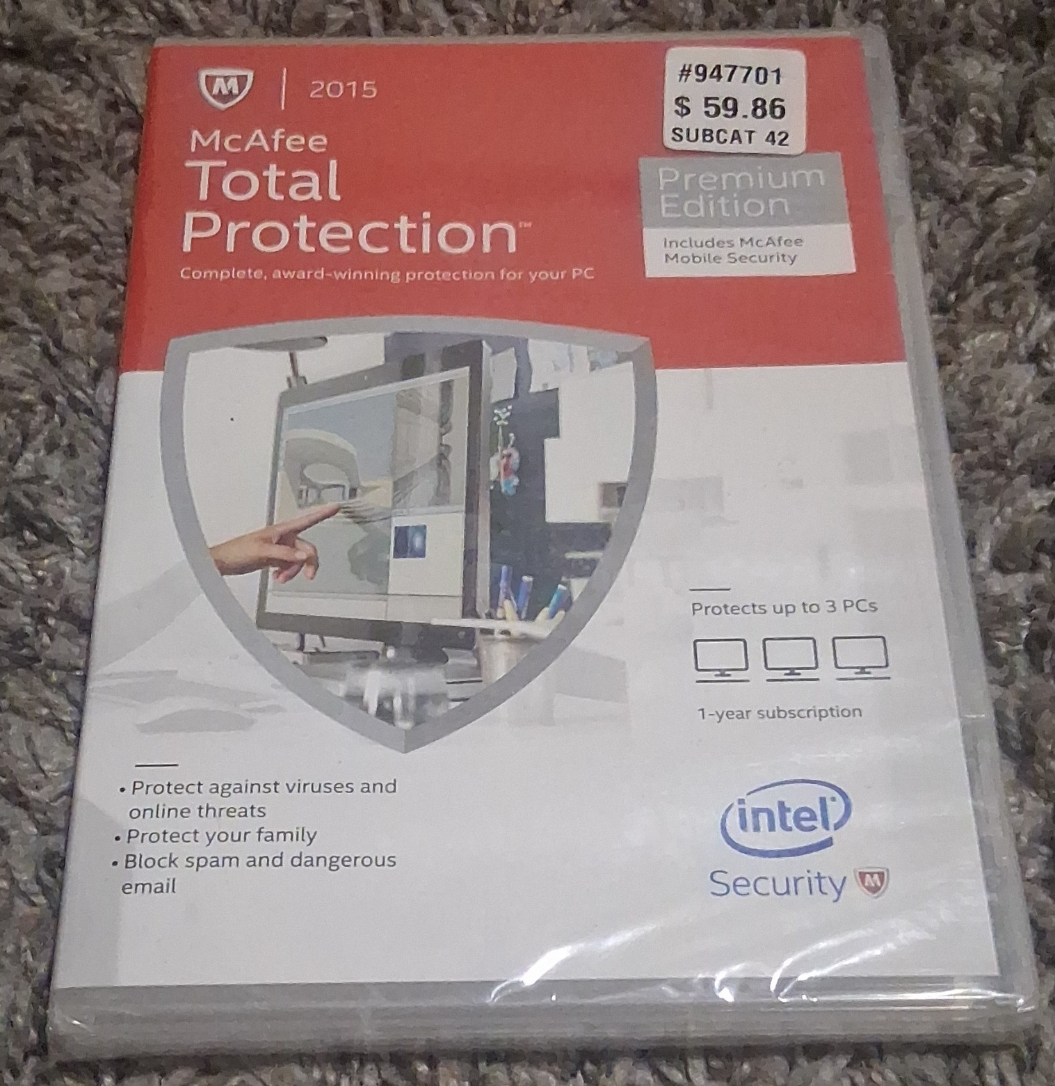 McAfee Total Protection 2015 Antivirus Security for Windows 3 Devices 1-Year CD