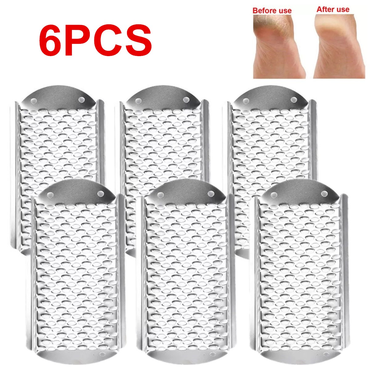6PC Callus Remover Foot File Skin Care Replacement Blade Pedicure Steel Scrubber