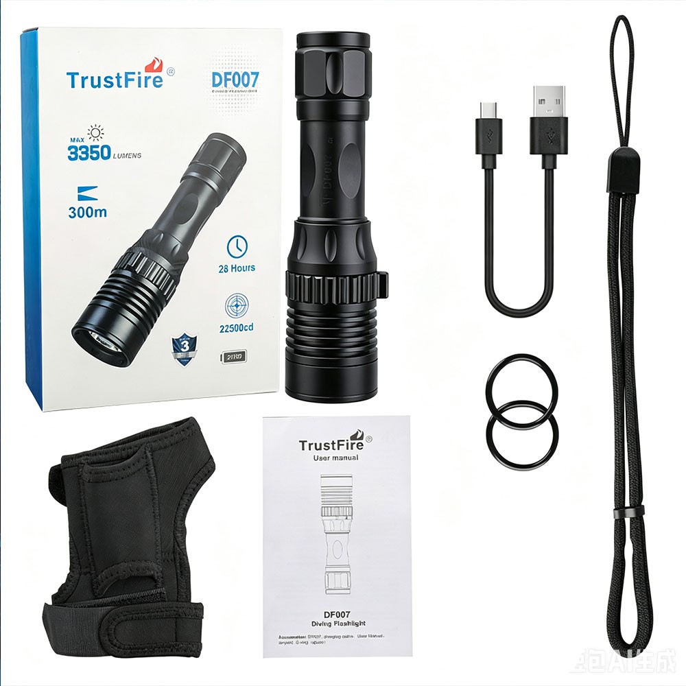 Trustfire led Diving Flashlight 3350Lumen 100M 3 Modes Scuba Diving Light US