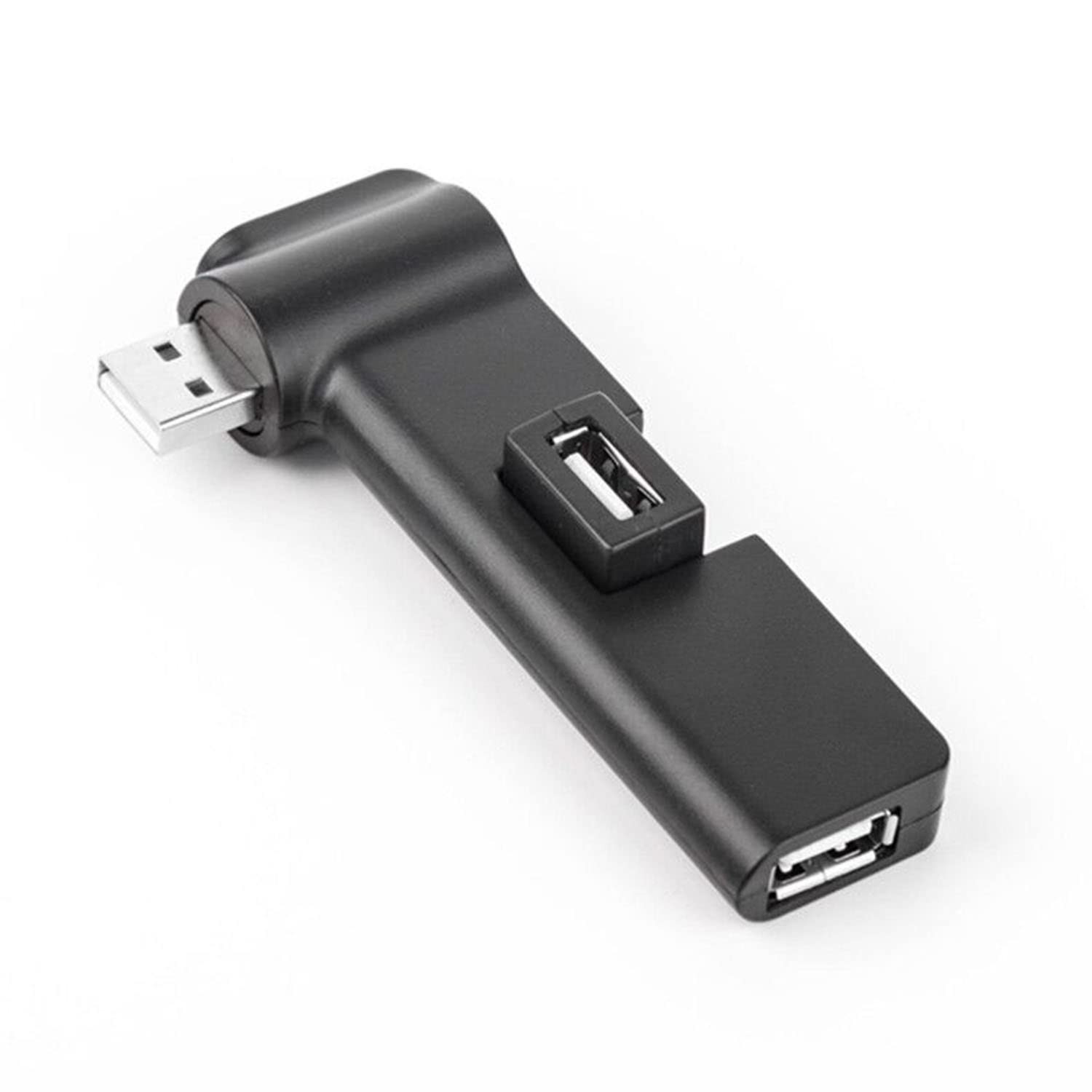 Black Mini USB 2.0 Hub 4-Port 90/180 Degree Rotatable USB Hub Extension
