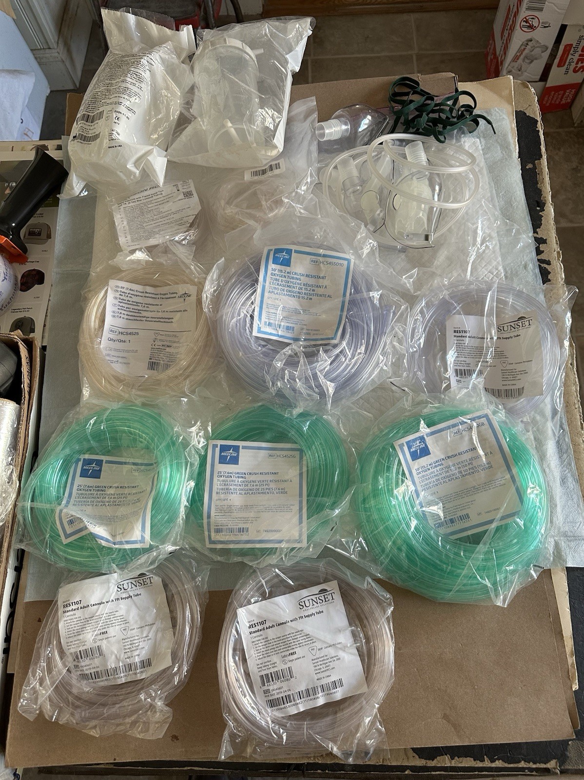 Huge Lot 7' 25' & 50' Oxygen Tubing Medline Hudson Sunset
