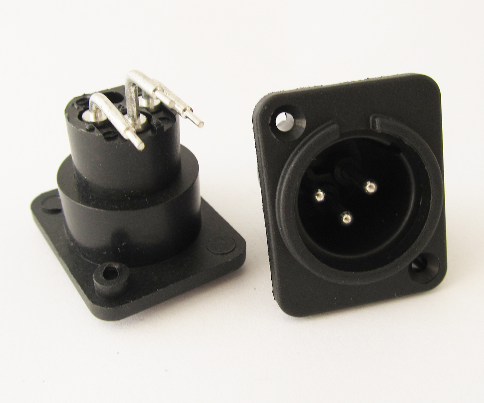 10x Mic XLR 3pin Male Angle Legs Panel Mount Chassis PCB Socket Connector Black