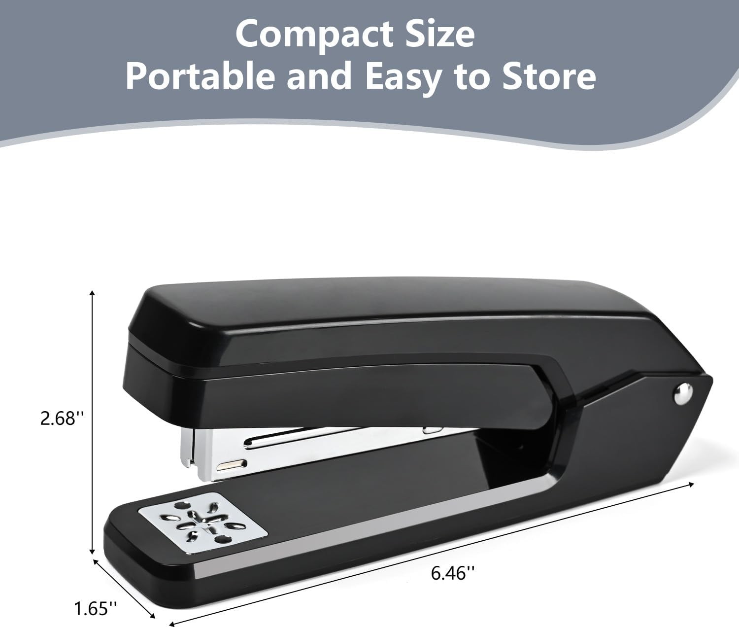 MJMX 360° Rotating Swing-Arm Stapler, 25-Sheet Capacity, with 1000 Black
