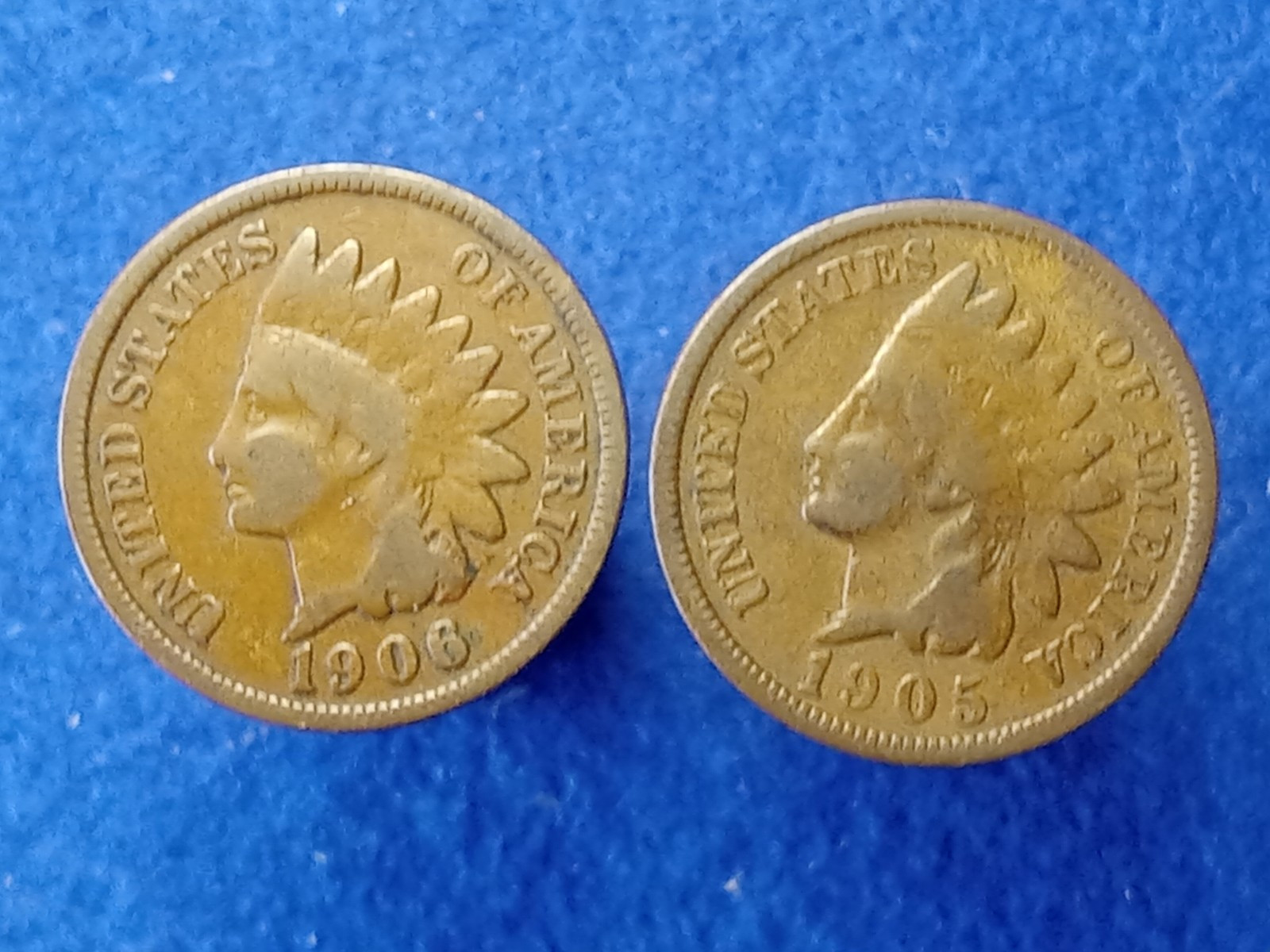 1905 & 1906 Indian Head Liberty Penny 1 Cent Coin 1c Philadelphia