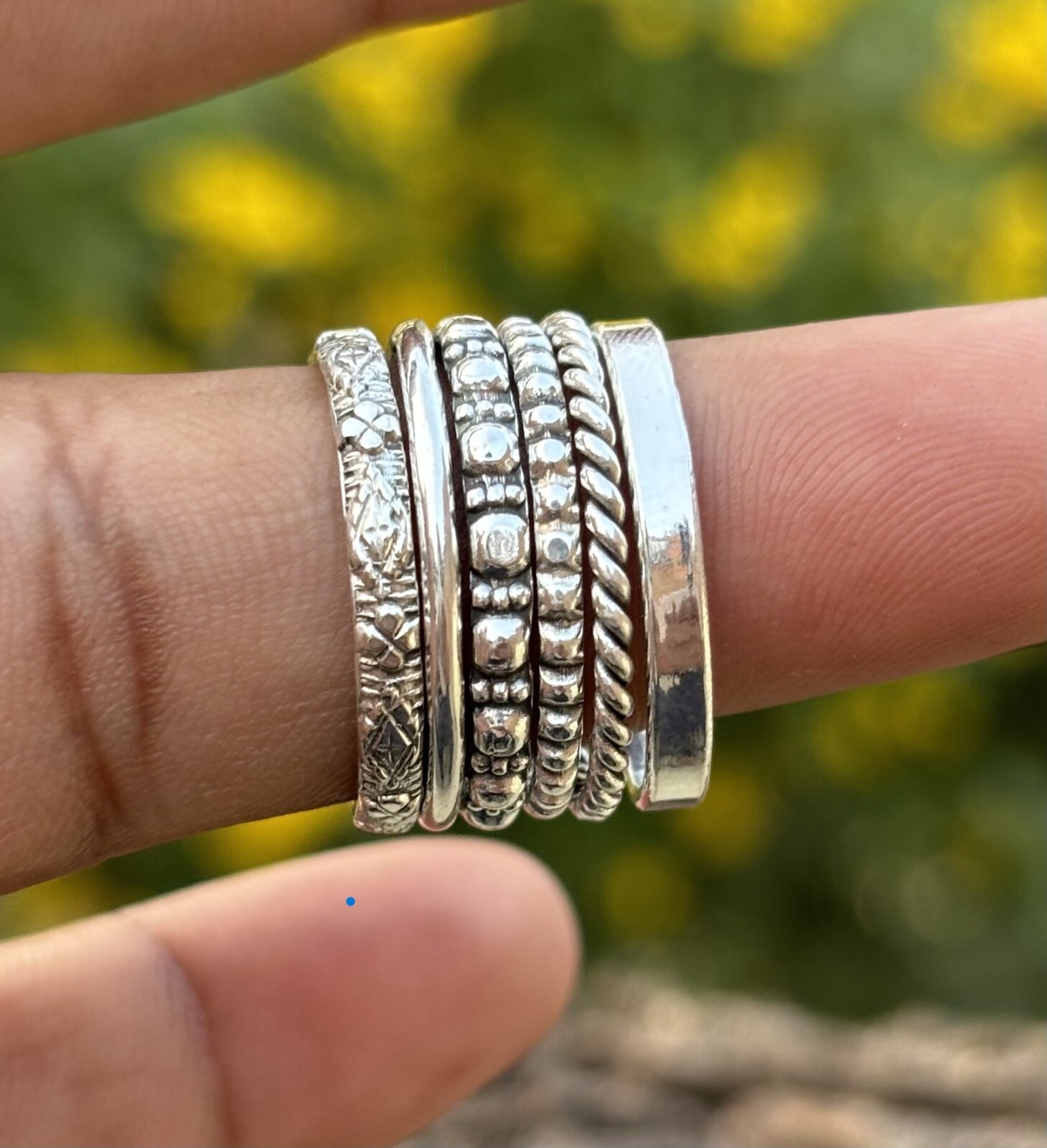 Set of 6 Sterling Silver Stacking Rings Sterling Silver Stackable Ring Set