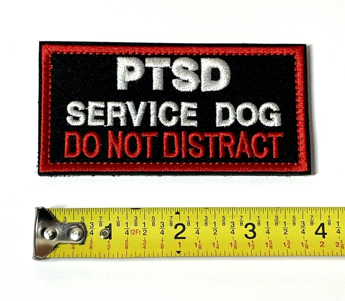 PTSD Service Dog Do Not Distract Patch, Embroidered Hook & Loop Tactical Patch