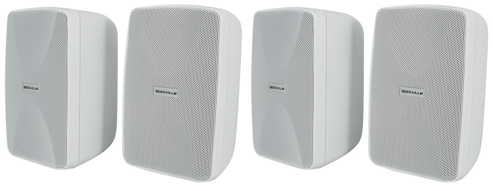4) Rockville WET-40W 4" 70V Commercial Indoor/Outdoor Wall Speakers White Swivel
