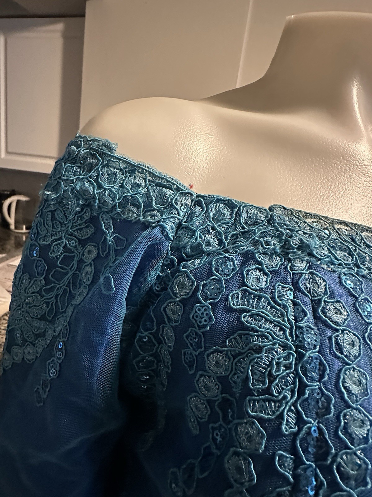 African Traditional Women's Clothing Blue Lace Top Printed Skirt