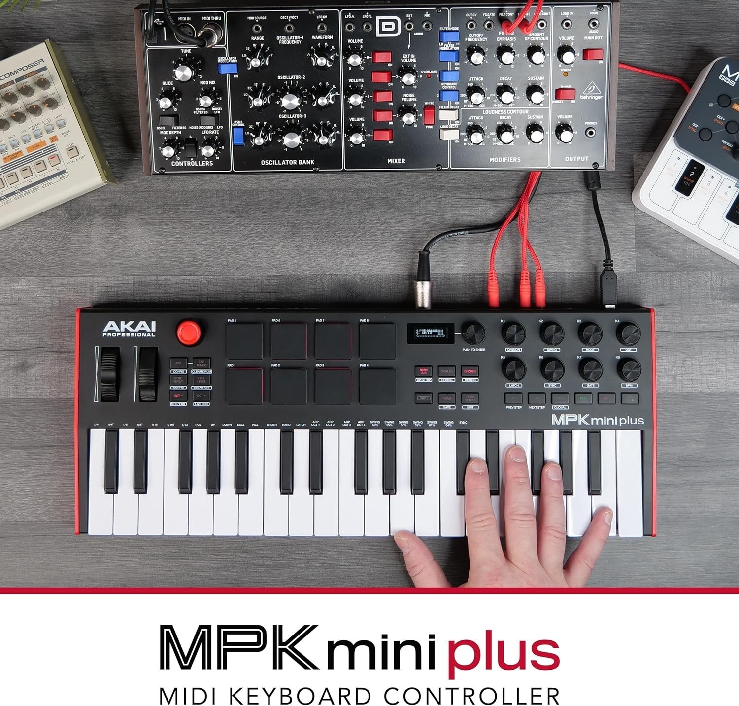 MPK Mini Plus - USB MIDI Keyboard Controller with 37 Mini Keys, 8 MPC Pads, S...