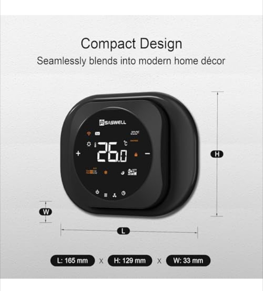 SASWELL Smart Wi-Fi Thermostat Programmable App Control for heat pump Google