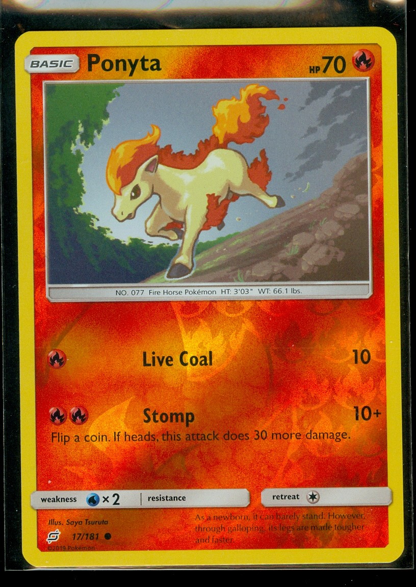 Pokemon PONYTA 17/181 - Team Up - Rev Holo - MINT