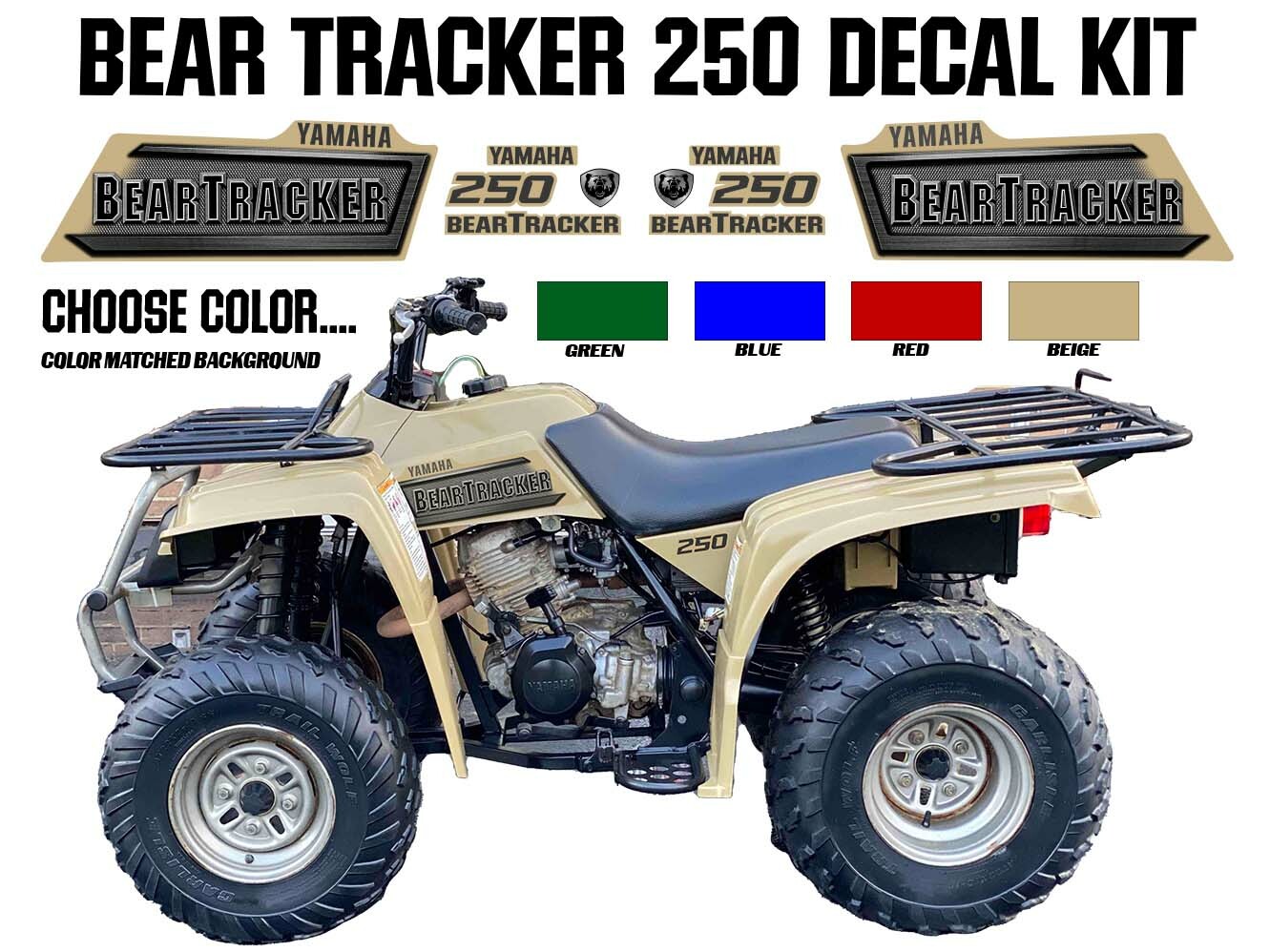 Yamaha Bear Tracker 250 OEM Tank Side Decal Emblem Sticker Graphic Set Kit 2x4