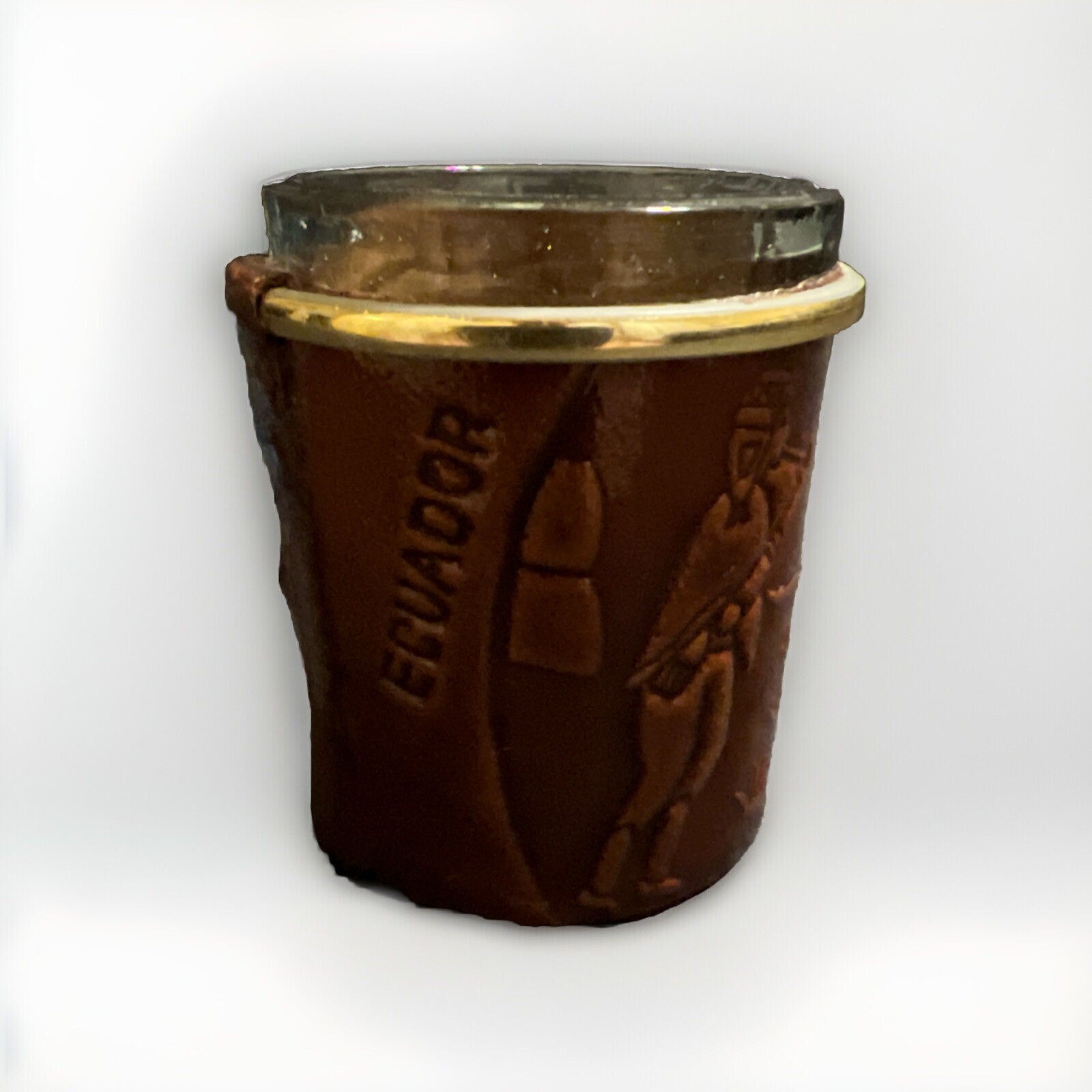 Handmade ECUADOR- Leather Bottle W/ Strap & Shot Glass