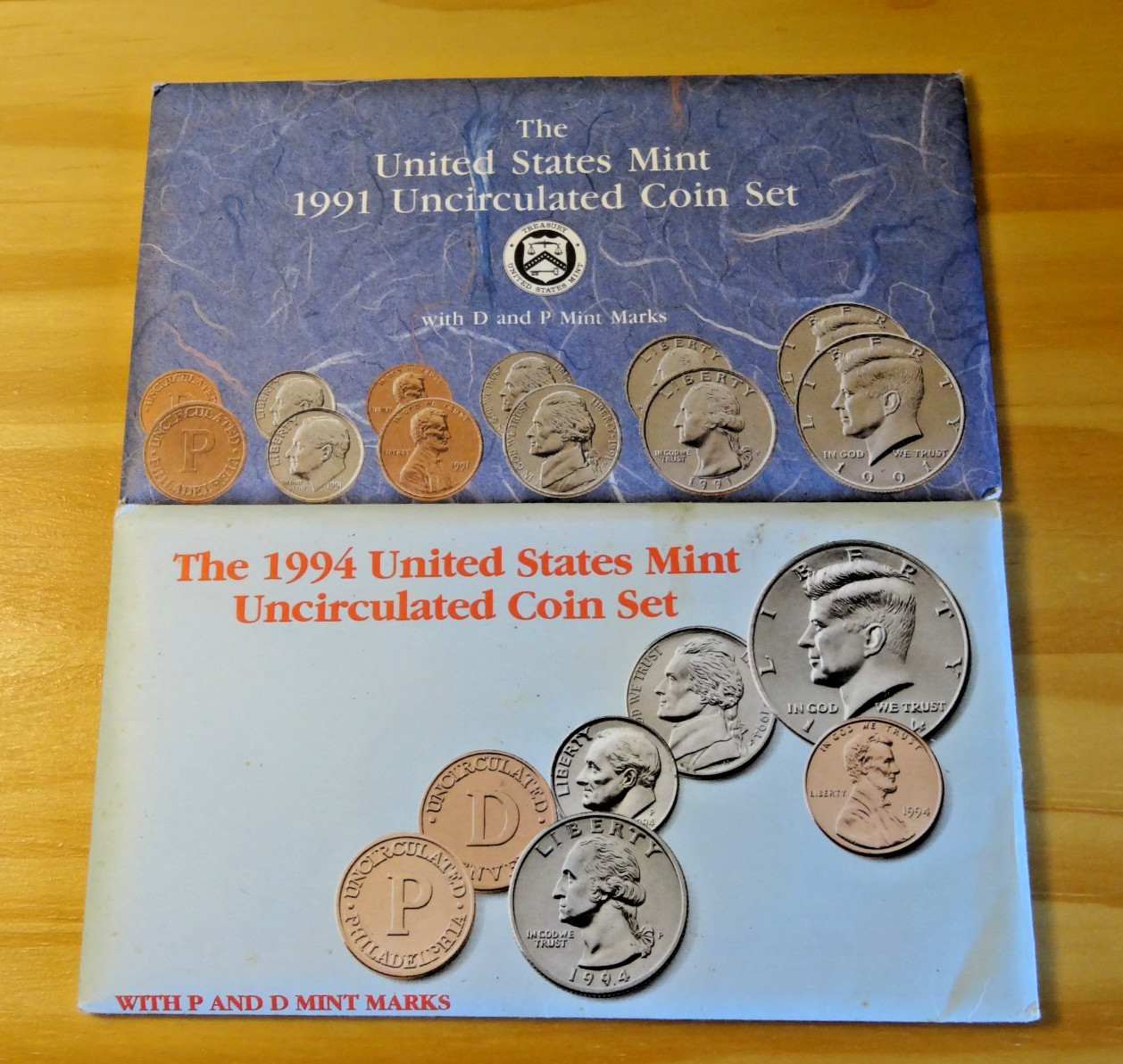 1991 & 1994 US Mint Uncirculated Coin Sets P & D In Original Envelopes