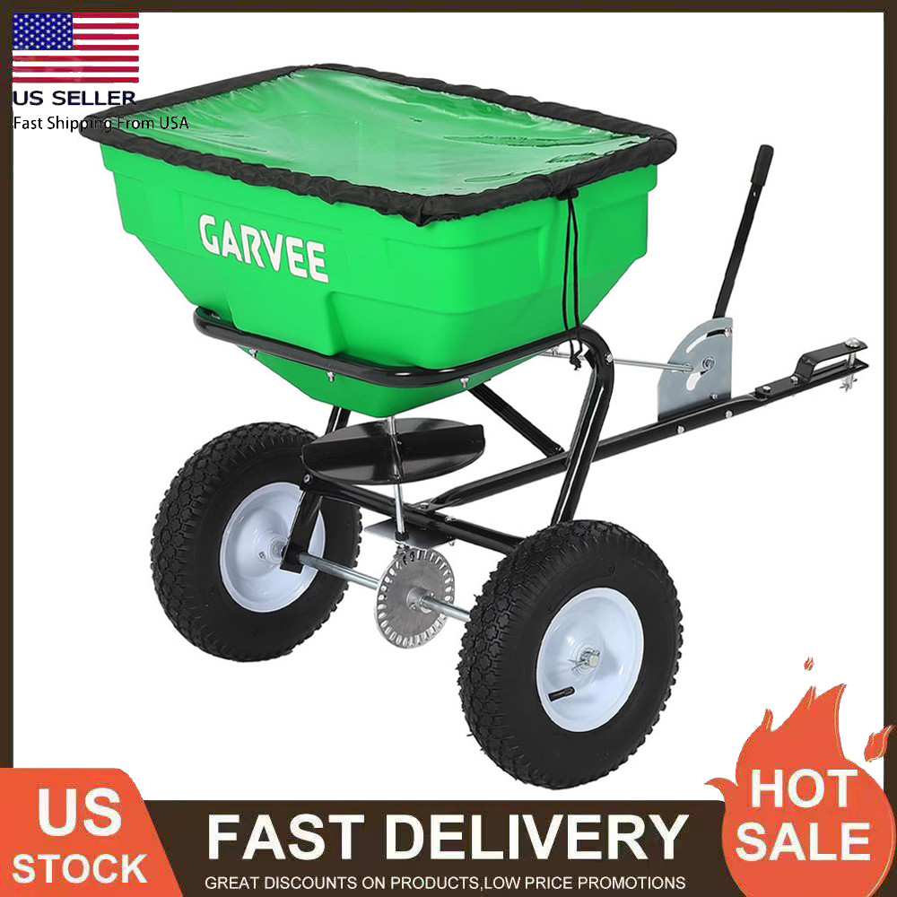 125LBS Tow Behind Broadcast Spreader Tow Push Garden Lawn Spreader Universal