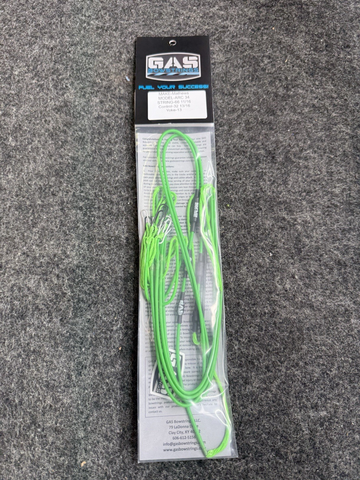 Mathew’s ARC 34 Gas High Octane String And Cable Set In Flo Green