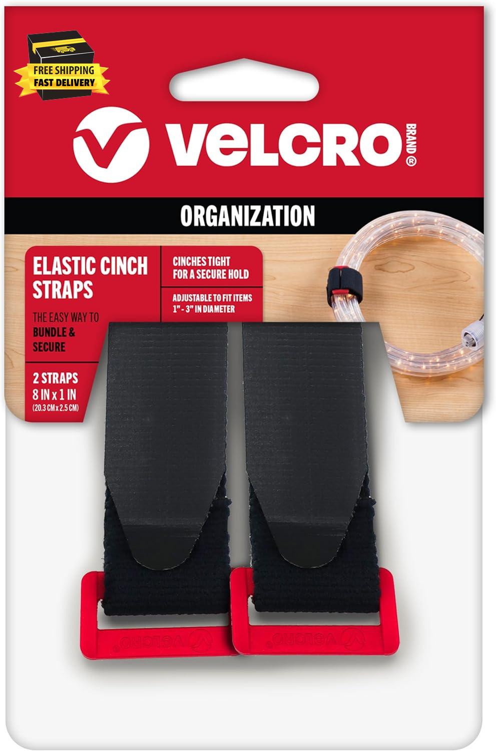 Elastic Cinch Straps with Buckle | 2 Count | Adjustable and Stretch for Snug Fit