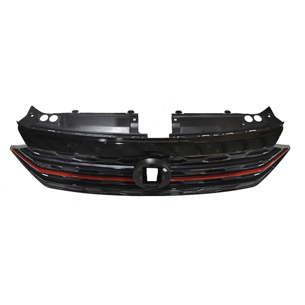Front Bumper Upper Grille For Volkswagen Jetta MK7 2019-2020 Red+Black Plastic