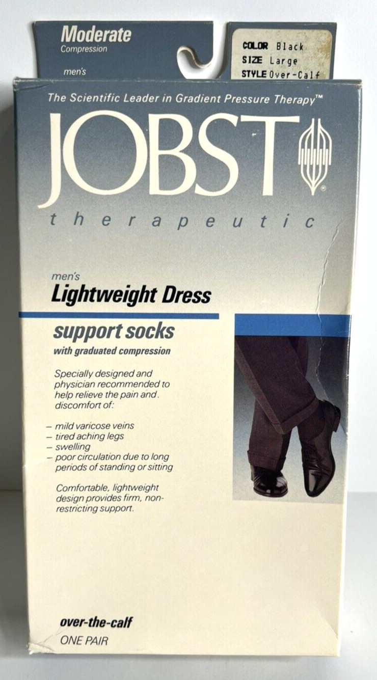 JOBST STRIDE Lightweight Support Socks Men's Black Large Graduated Compression