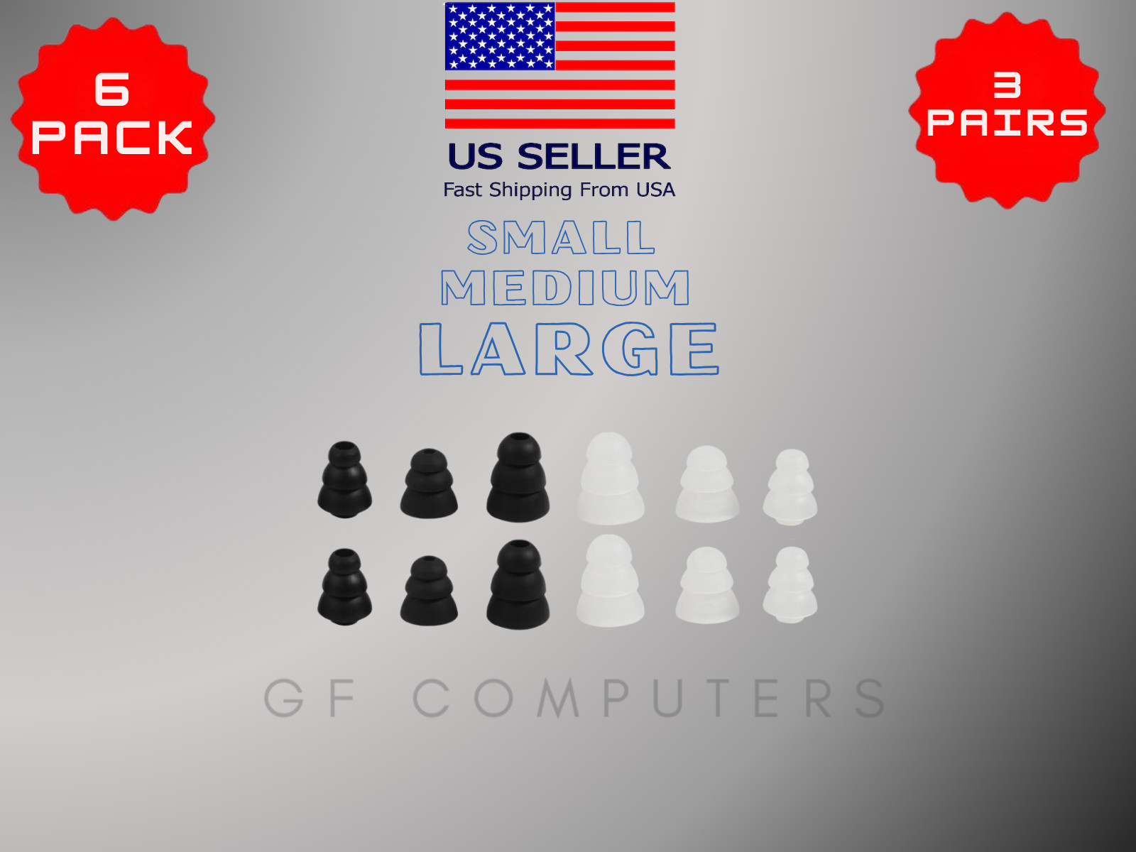 6 Silicone S/M/L Triple Flange Tips Earbuds For JBL ENDURANCE PEAK Headphones