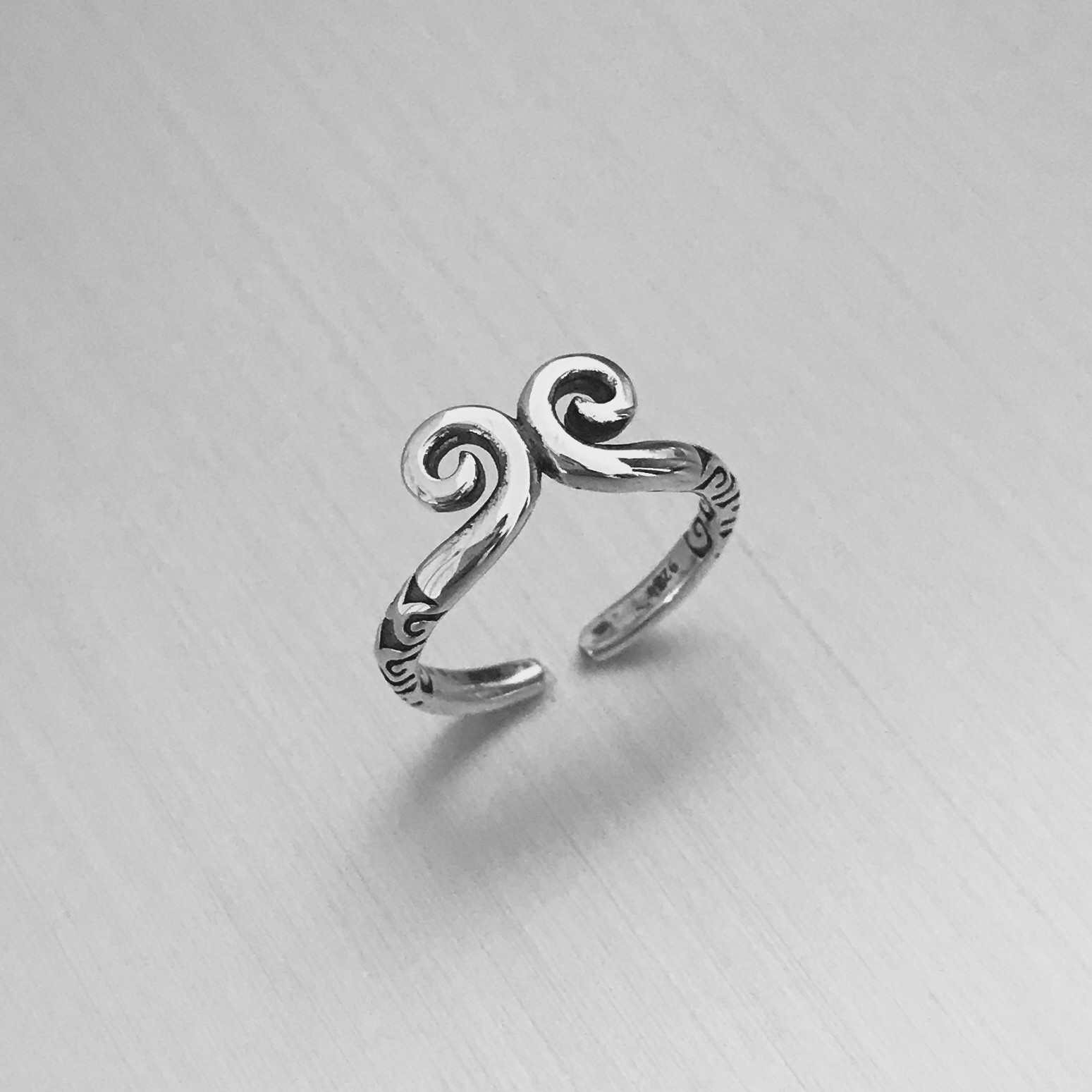 Sterling Silver Double Spiral Toe Ring, Silver Rings, Swirl Ring, Beach Ring