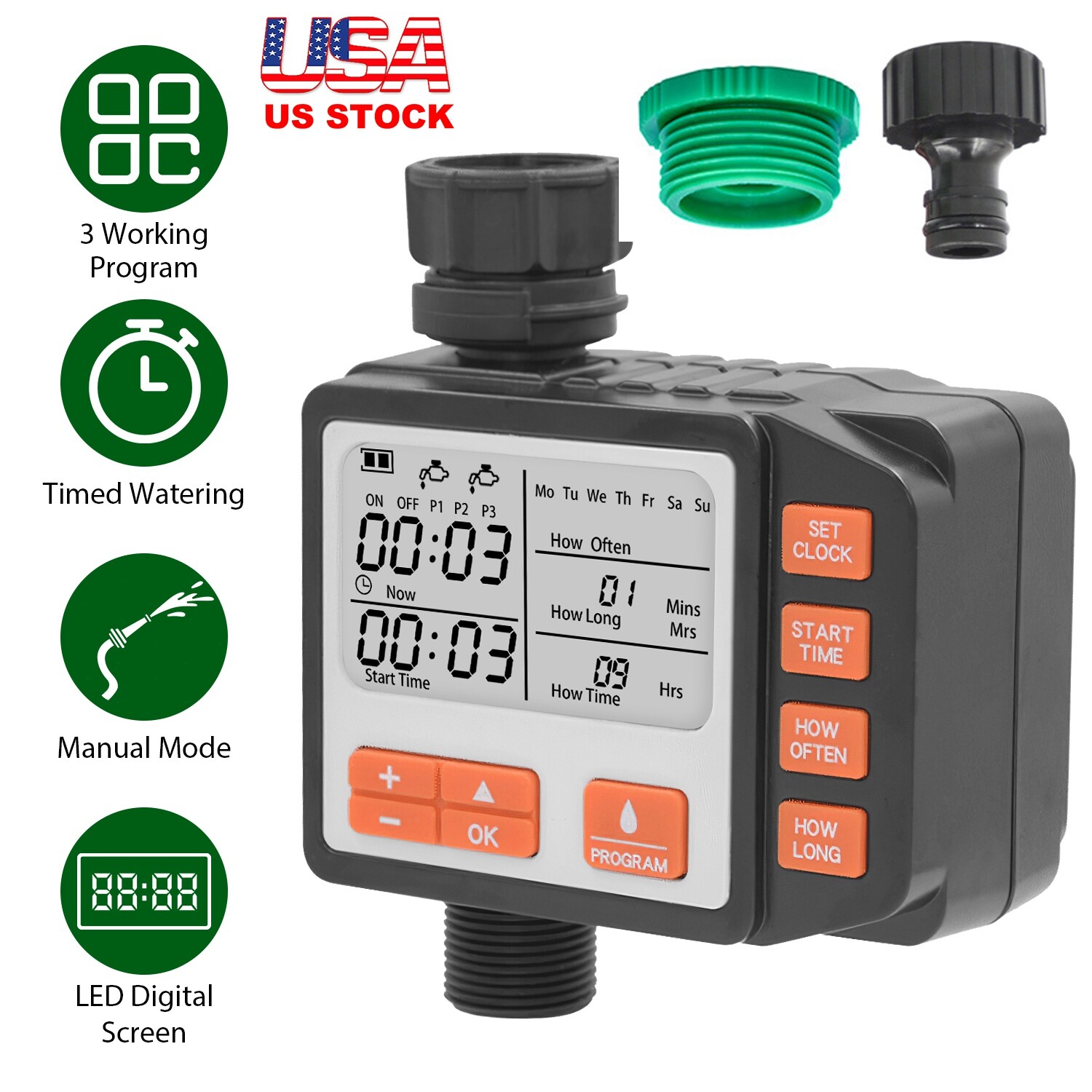 Water Sprinkler Timer Garden Irrigation Controller Digital Auto Watering System