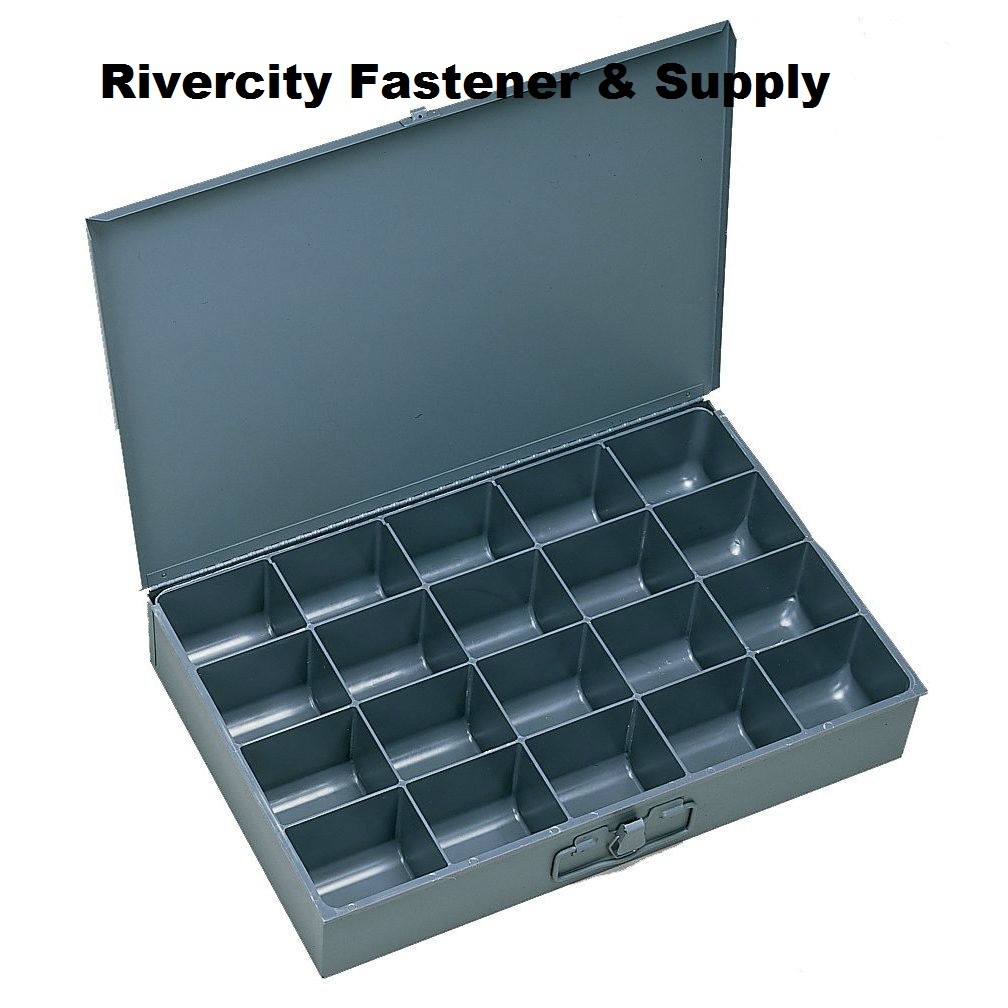 METAL 20 HOLE STORAGE BIN-CABINET-TRAY FOR NUTS, BOLTS Made by Durham in the USA