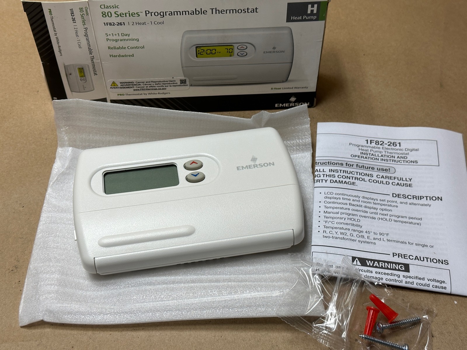 NEW Emerson 1F82-261 Classic 80 Series Thermostat Programmable 5/1/1, 2H/1C