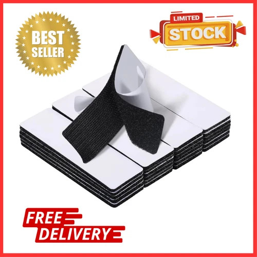 20 Sets Heavy Duty Hook & Loop Adhesive Strips 1x4” Black Sticky Back Fastener