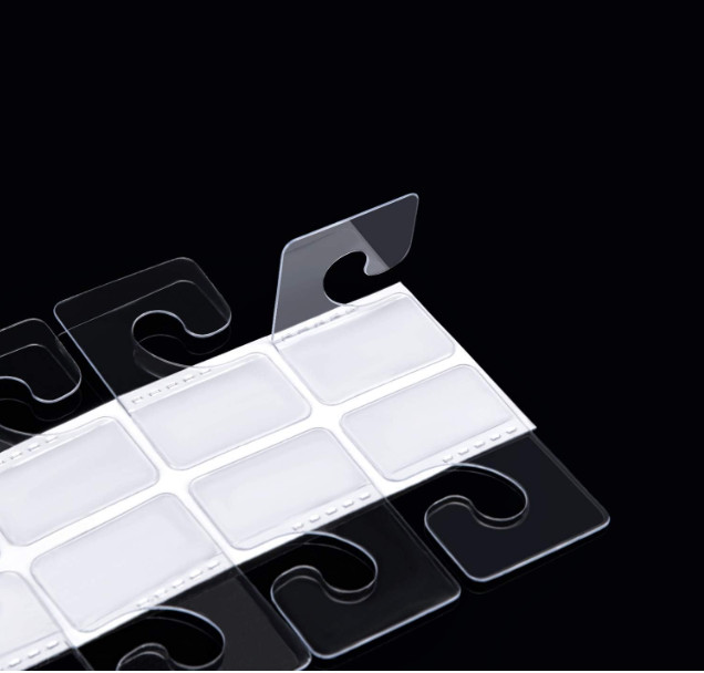 SnowTing 120Pcs Self Adhesive Plastic Hang Clear Tabs Hooks Display Card for Sto
