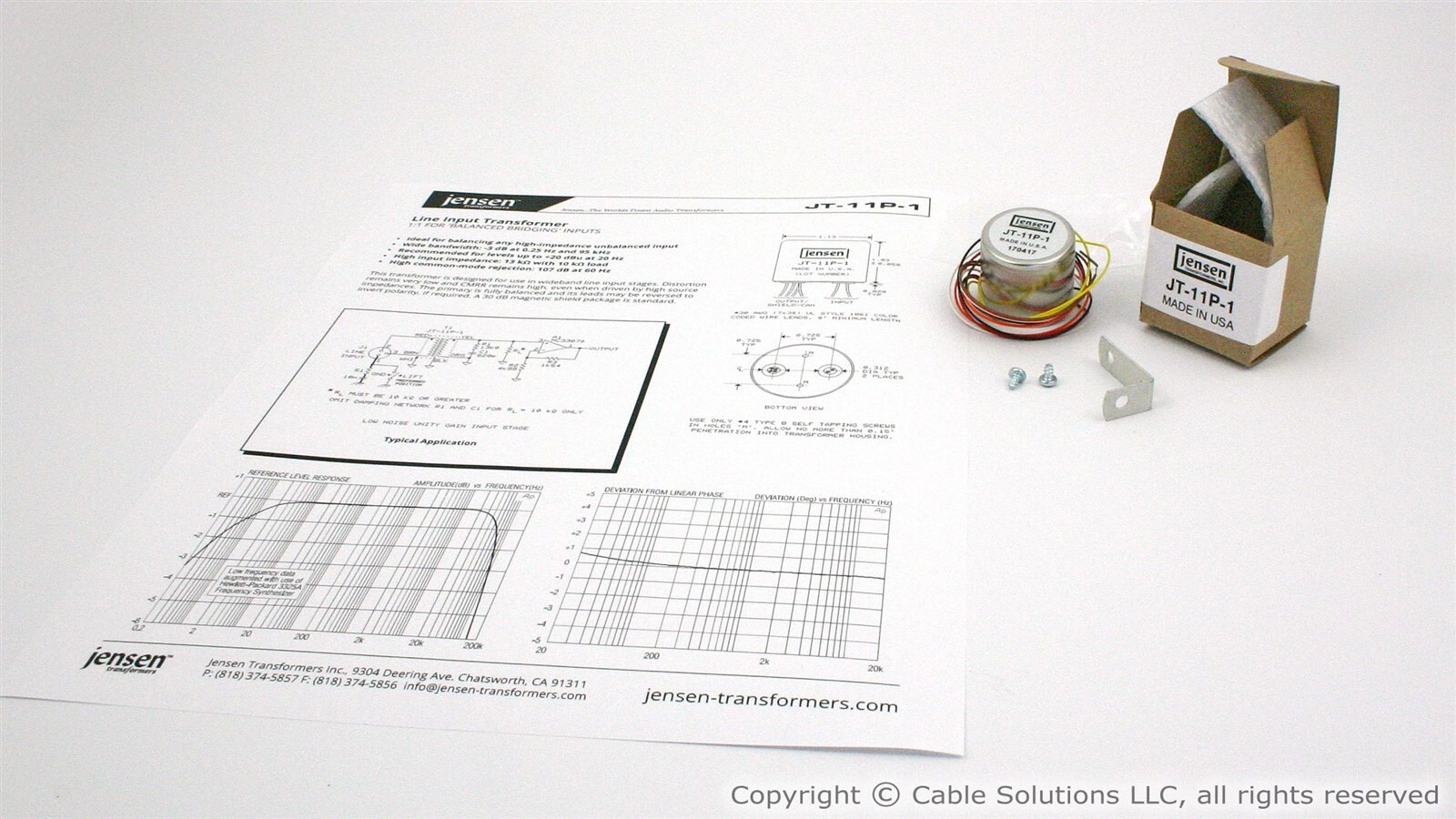 Line Input Transformer-1:1 High-Impedance Balanced, Jensen Transformers JT-11P-1