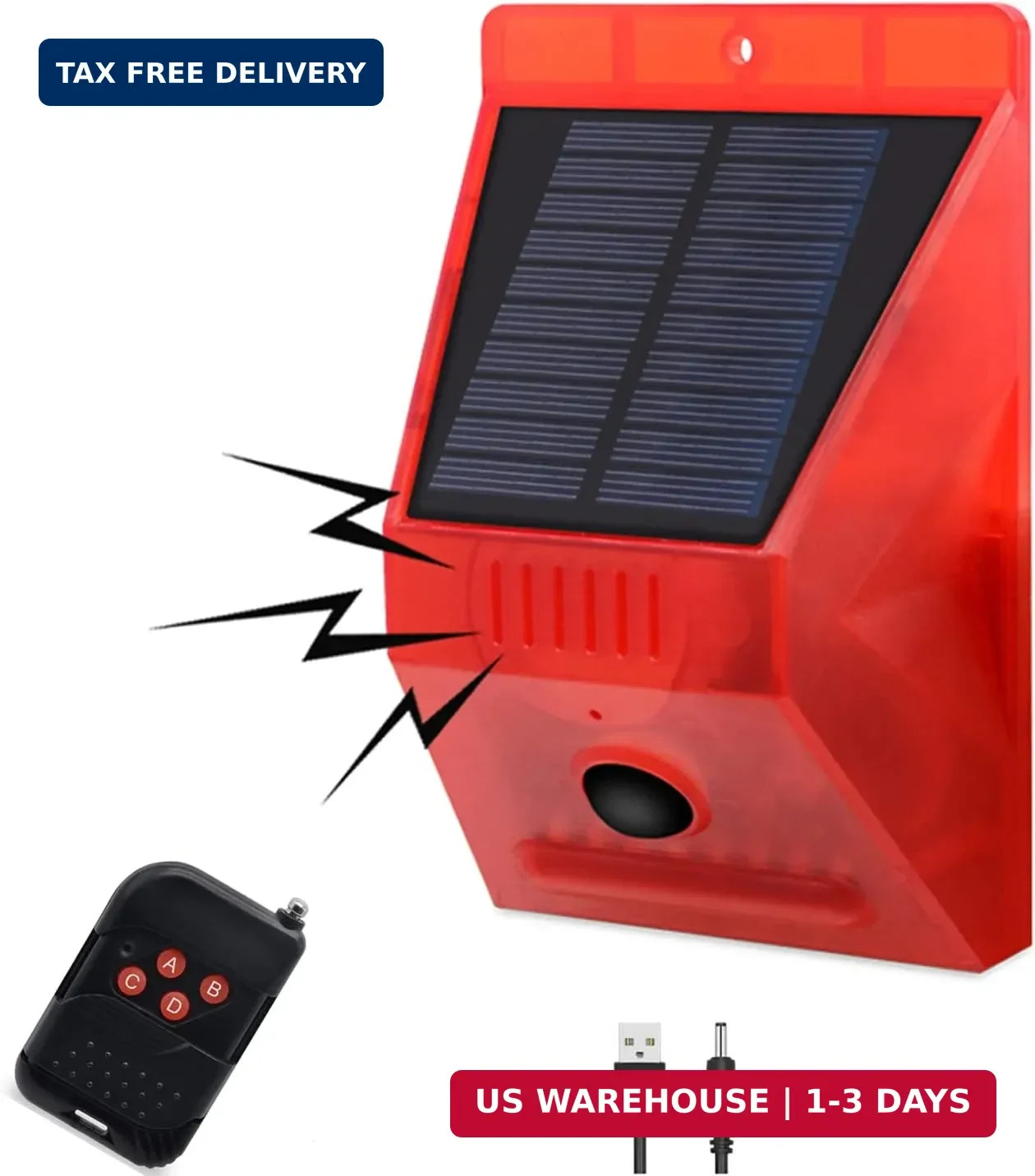 Outdoor Motion Sensor Alarm,130db Loud Siren Lamp Noise Maker | 4 Working Modes