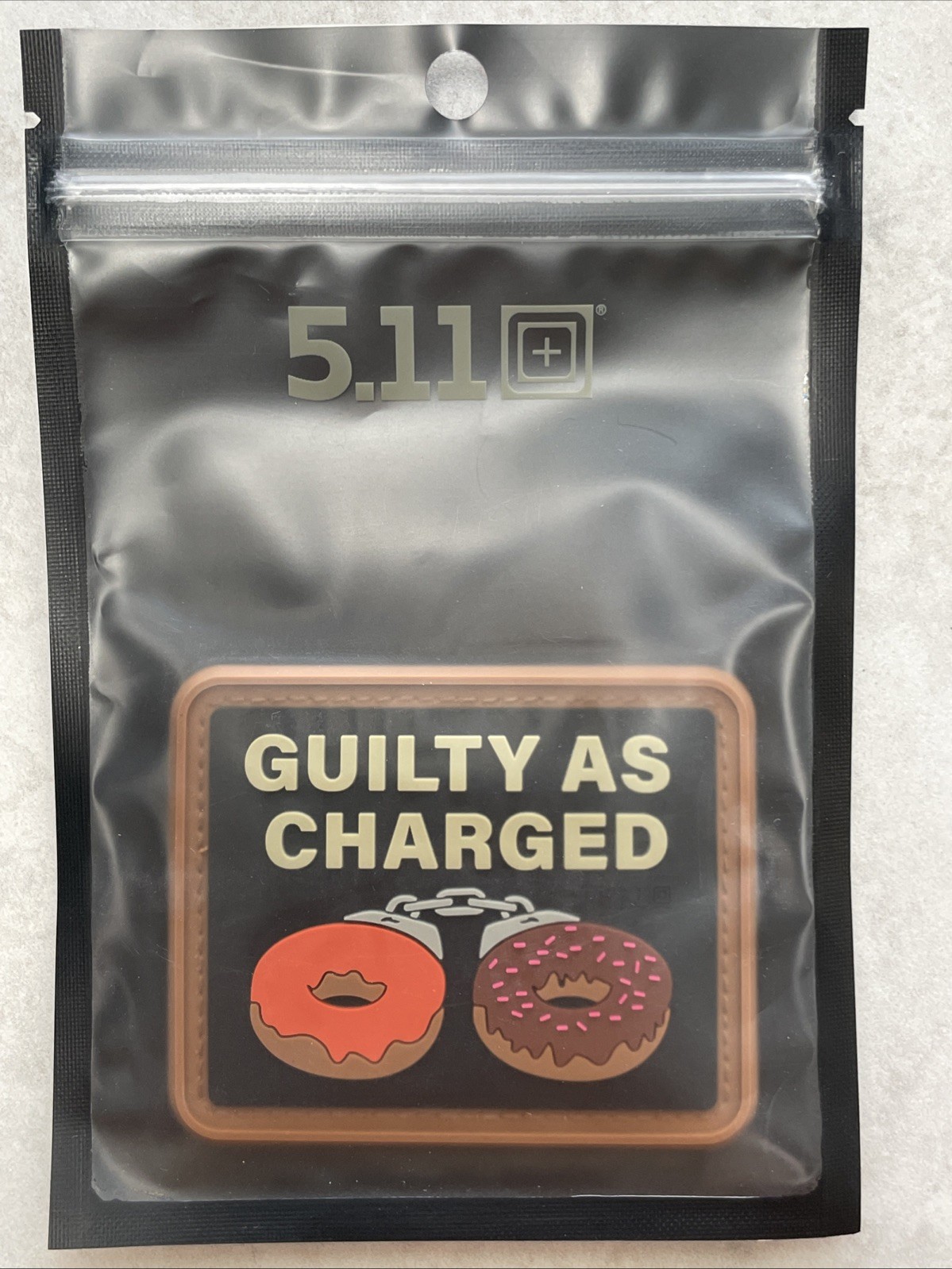 NEW 5.11 TACTICAL GUILTY AS CHARGED PATCH HANDCUFF DONUTS 🍩 HOOK BACKING