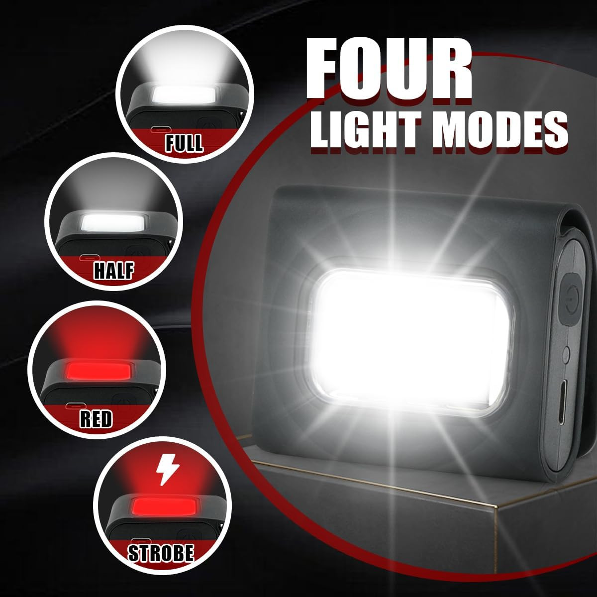 2 Pack Clip on Flashlight for Running Walking at Night Handsfree Work Light