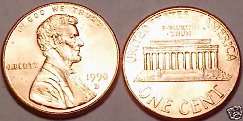 1998-D GEM BU LINCOLN CENT<VERY NICE>GREAT PRICE~FR/SHI