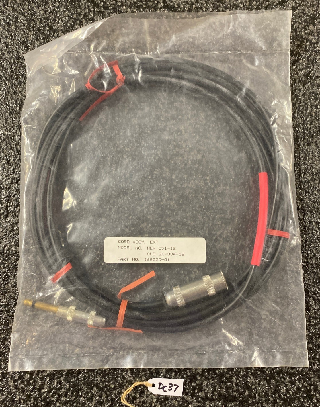 David Clark C51-12 Cord Assembly 12 Foot Part Number 16822G-01