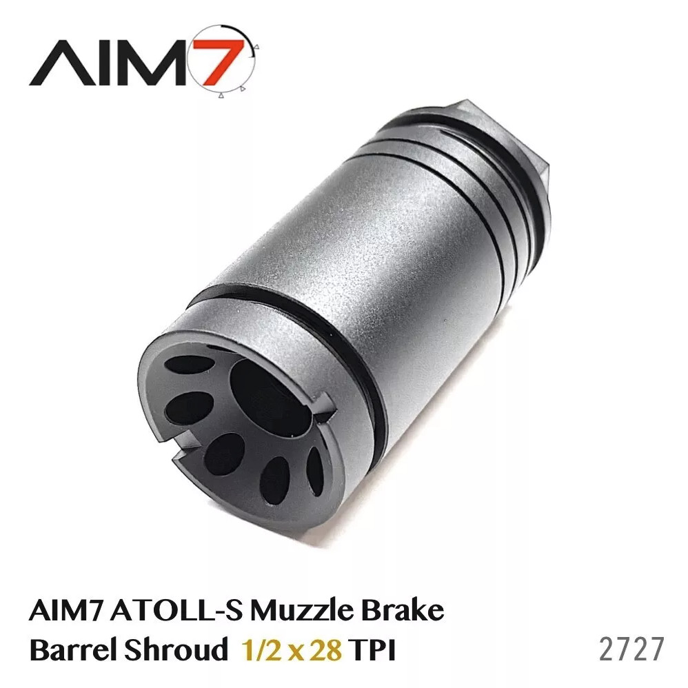 AIM7 Muzzle Brake with ATOLL-S Slip over 1/2x28 / 5.8x24 Black