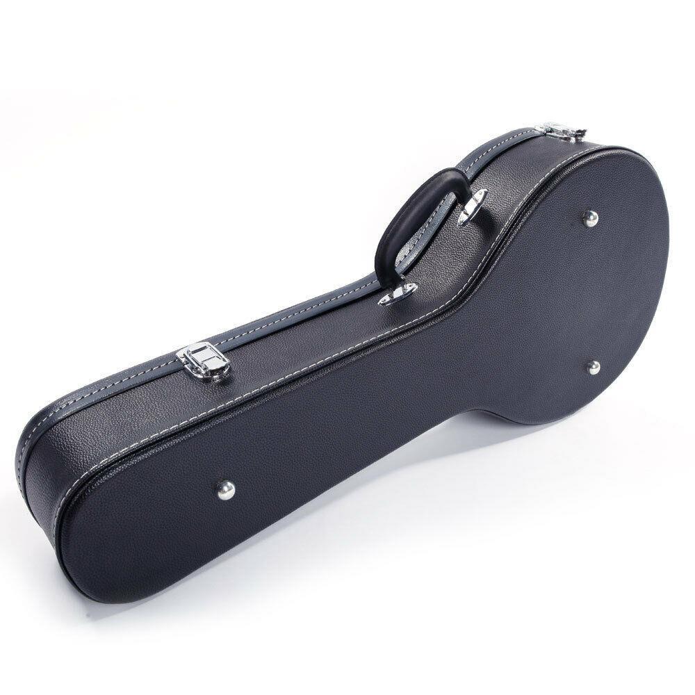 Glarry A-Style Microgroove Pattern Mandolin High-Class Leather Case Black