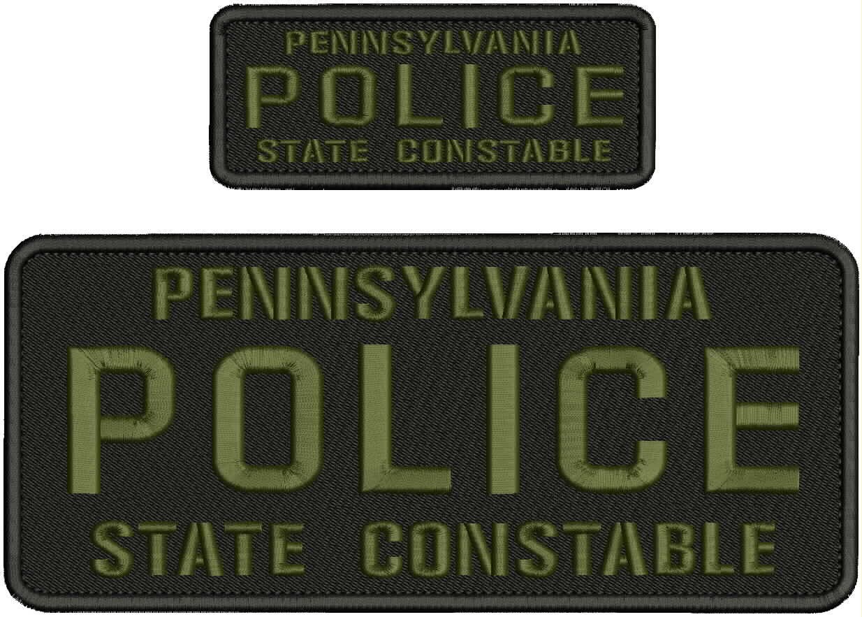 PENNSYLVANIA POLICE STATE CONSTABLE EMB PATCH 4X10 & 2X5 HOOK ON BACK OD ON BLK