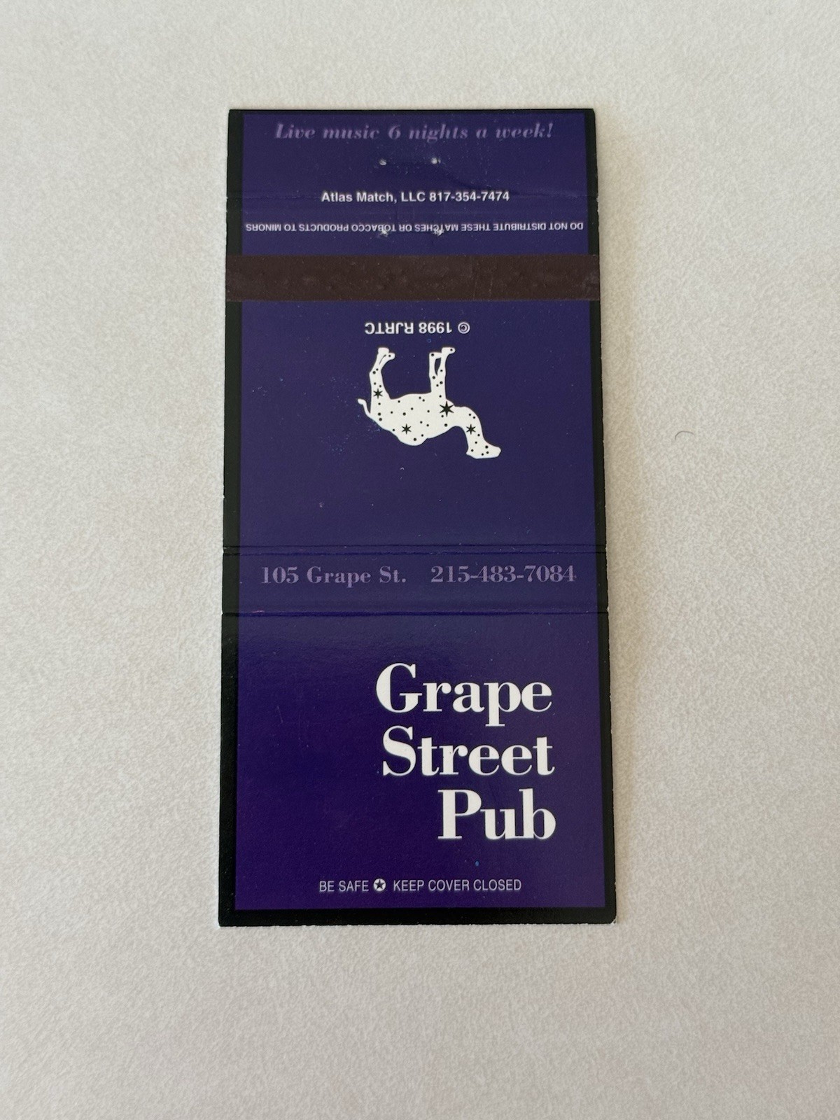 Grape Street Pub Pittsburgh Pennsylvania Matchbook Cover 605