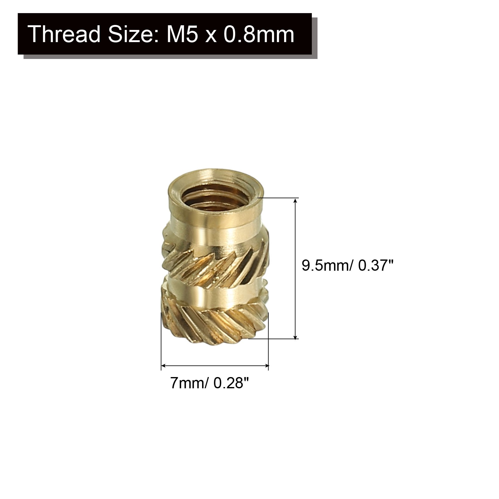 50 Pcs M5 Threaded Inserts Metric Knurled Nuts Brass Heat-Set Inserts