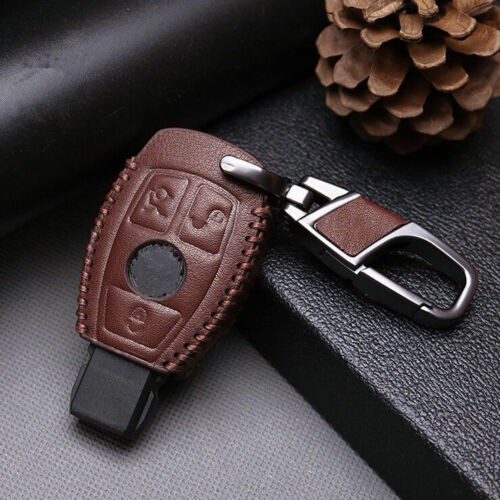 For Mercedes Benz E Car Remote 3-Button Key Case Holder Cover Chain Protector.