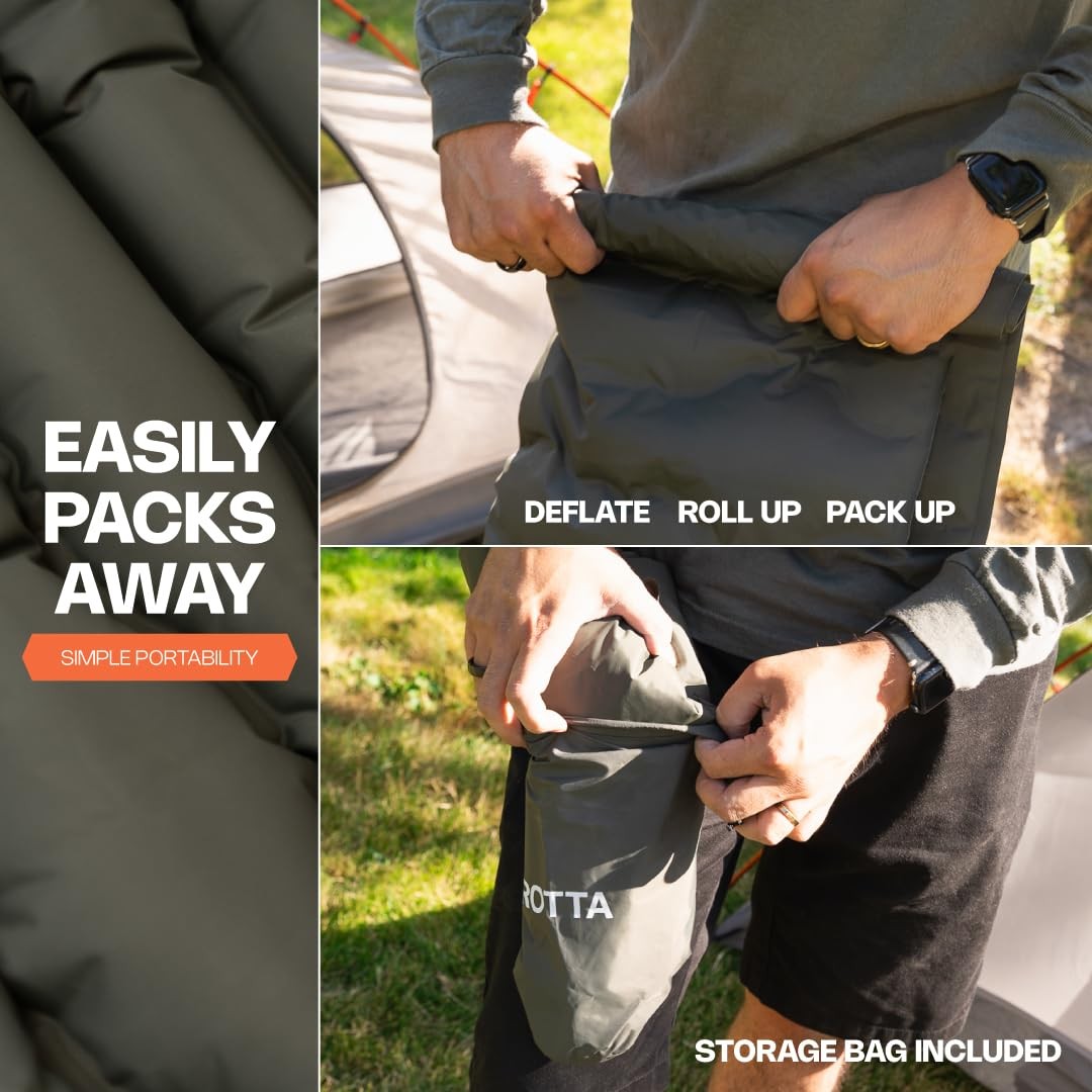 Inflatable Sleeping Pad for Camping & Backpacking – Lightweight 2.1” Thick Co...