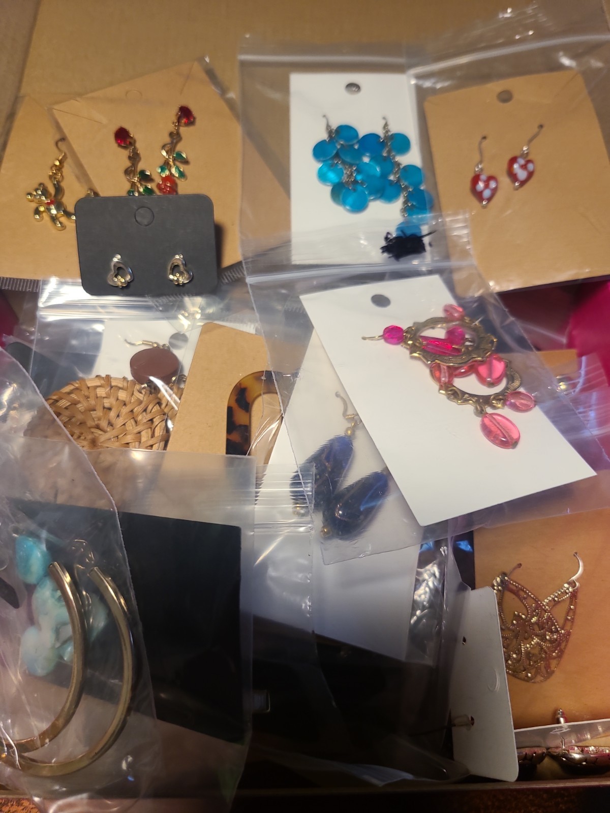 Lot 50+ Pairs Pierced Earrings  Surprise Wear Craft Resell Box Lot #13