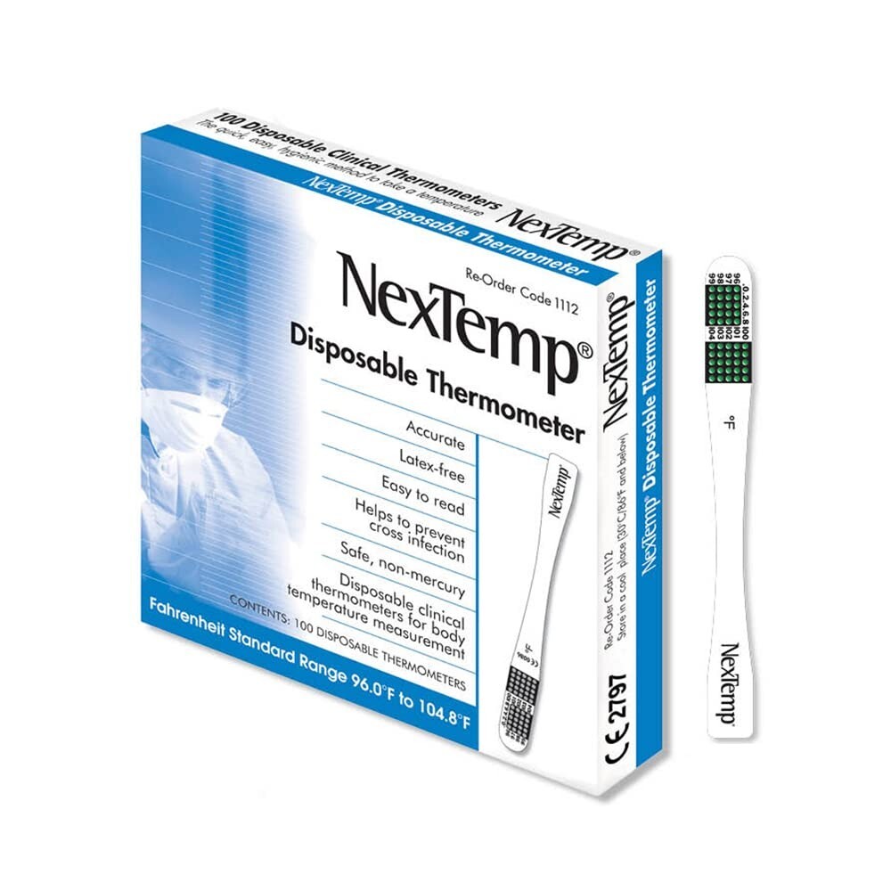 *100-Pieces* Medical Indicators NexTemp Accurate Disposable Thermometers 1112-20