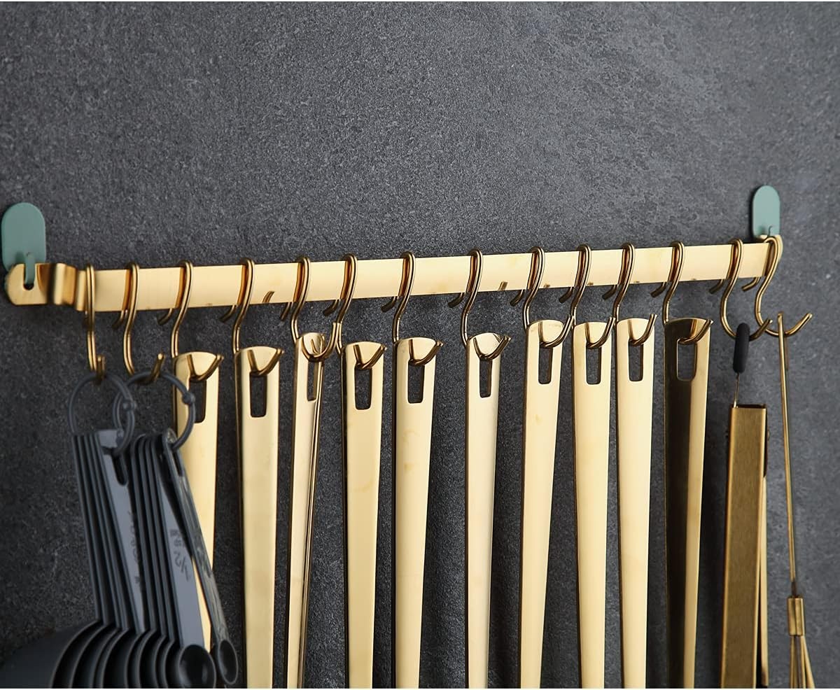 Kitchen Utensil Rack, Kitchen Rack With Gold Titanium Plating,Rail Rack