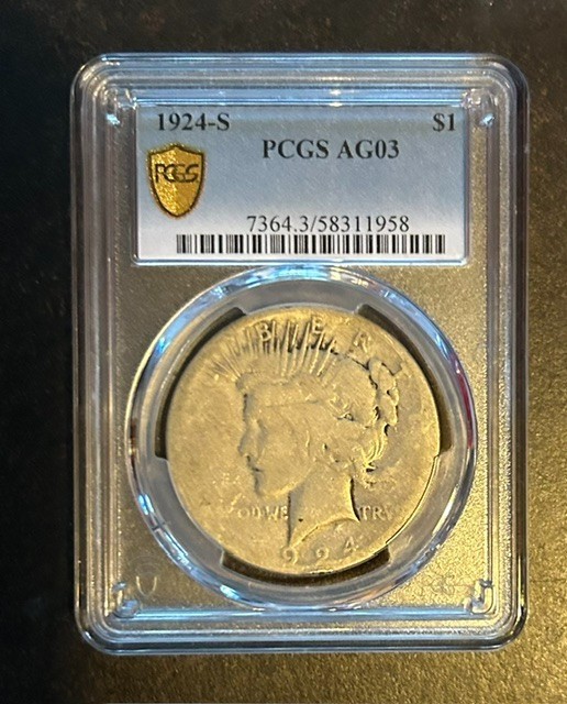 1924-S Peace Dollar....PCGS AG03...low ball set special