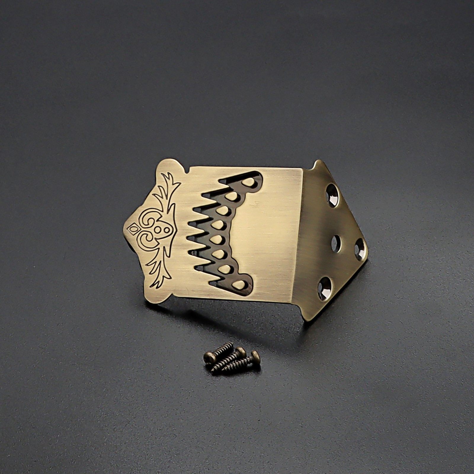 Replacement 8 String Mandolin Tailpiece Feather Pattern Metal Bronze Mandolin