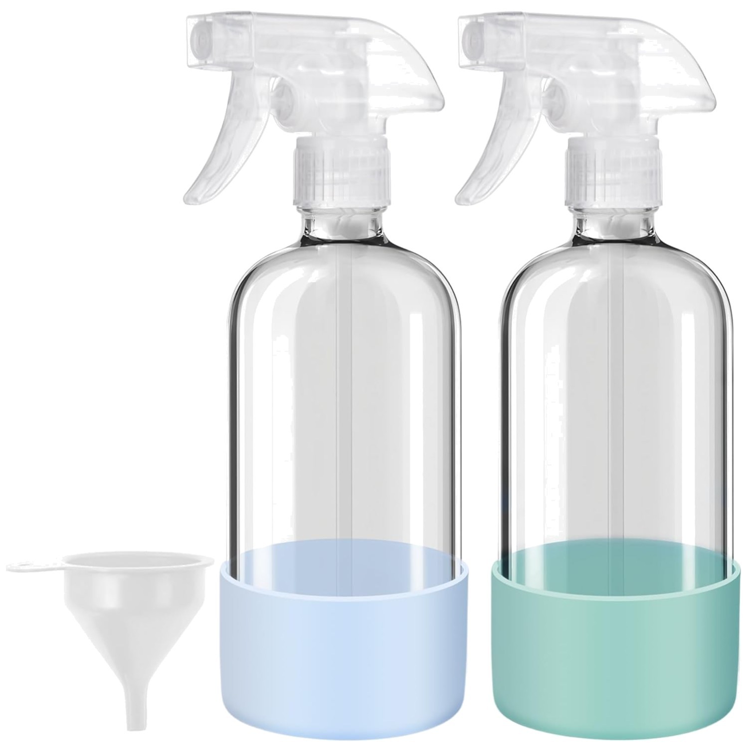 Glass Spray Bottles with Silicone Sleeves (2 Pack, 16 Oz), Mist and Stream Empty