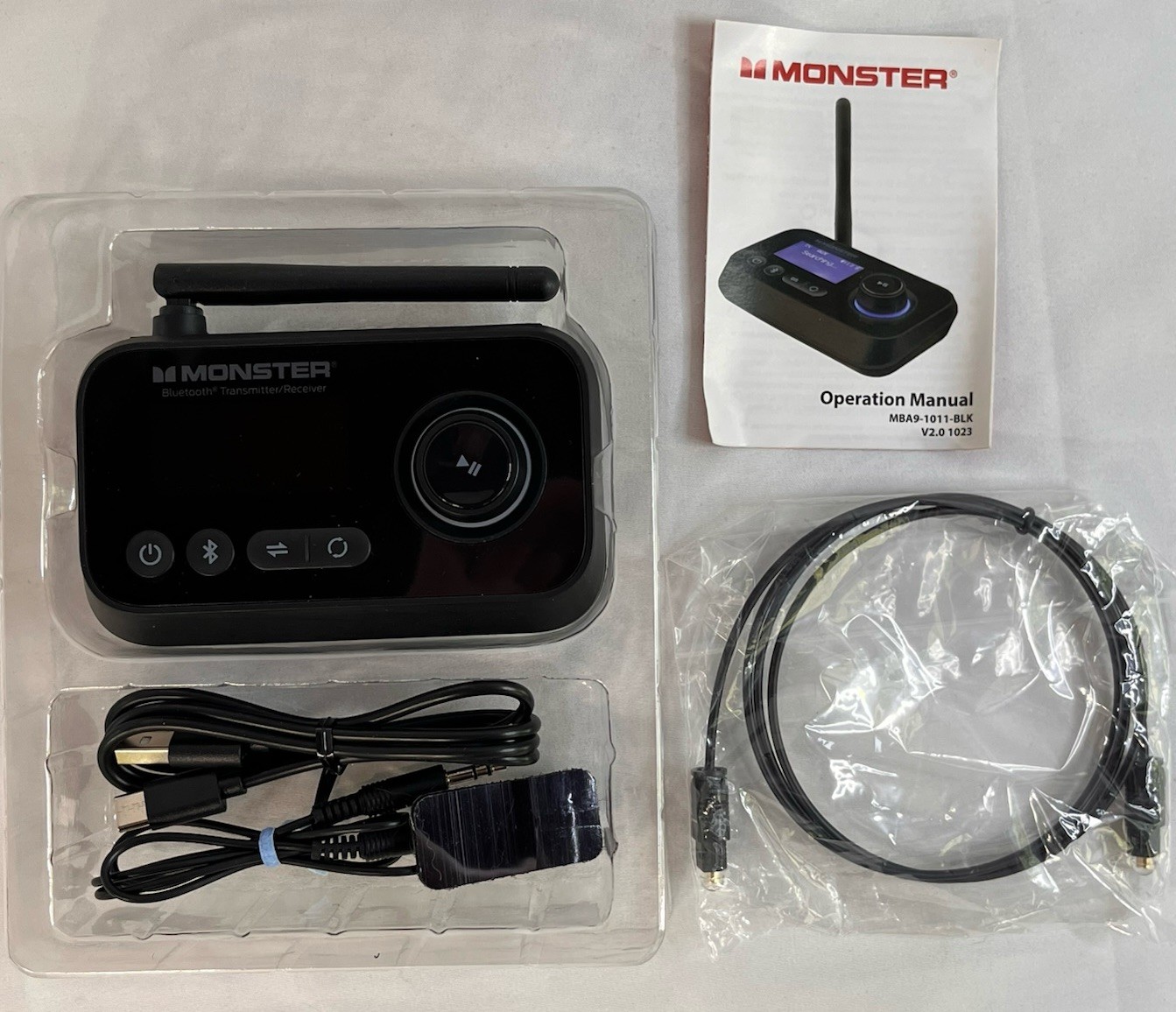 Monster Bluetooth 2 In 1 Wireless Audio Adapter - Black New Open Box